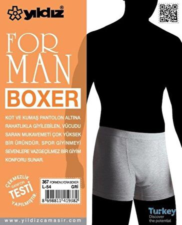 Yıldız 367 Gri Formen Likralı Boxer