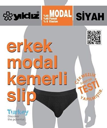 Yıldız 66 Erkek Siyah Modal Kemerli Slip