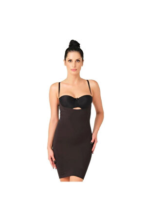 M,ı 5060 Kadın Göğsü Açık Elbise Korse Siyah