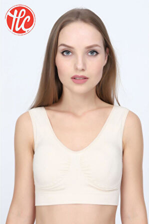 Q-En Kadın Bambu Kumaş Kalın Askılı Petli Rahat Büstiyer