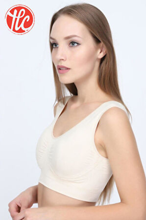 Q-En Kadın Bambu Kumaş Kalın Askılı Petli Rahat Büstiyer