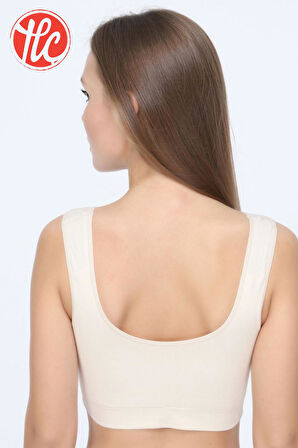 Q-En Kadın Bambu Kumaş Kalın Askılı Petli Rahat Büstiyer