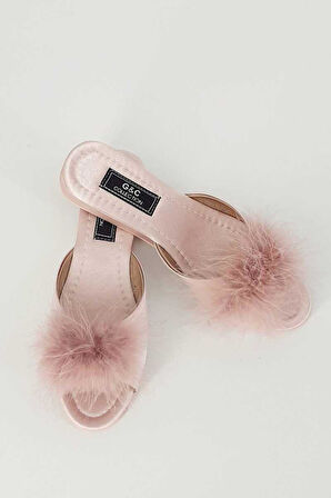 G&C Kadın Topuksuz Tüylü Çeyiz Gelin Terlik