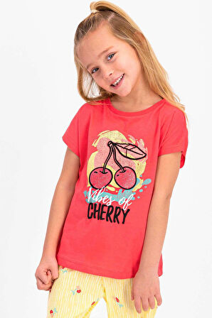 Roly Poly 2410 Kız Çocuk Vibes Of Cherry Nar Çiçeği Kısa Kol Pijama Takımı