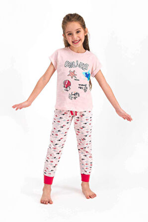 Roly Poly 2460 Kız Çocuk Garson Collect Somon Kısa Kol Pijama Takımı