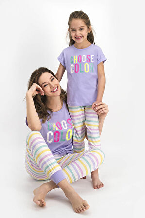 Roly Poly 2466 Kız Çocuk Choose Color Lila Kısa Kol Pijama Takım