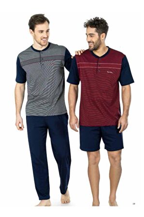 Pierre Cardin 5452 Erkek Pamuk Jakarlı 3'lü Pijama Takım