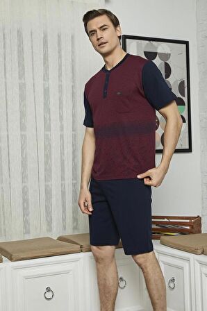 KLY 7615 Erkek Midi Yaka 3'lü Pijama Takımı