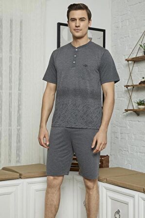 KLY 7615 Erkek Midi Yaka 3'lü Pijama Takımı