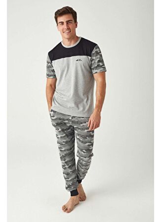 3428 Kamuflaj Baskılı Erkek Pijama Takım