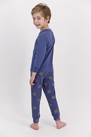 Arnetta 1560 Snow Funny İndigo Erkek Çocuk Uzun Kol Pijama Takımı
