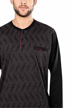 Pierre Cardin 5471 Erkek Uzun Kollu Jakarlı Pijama Takımı