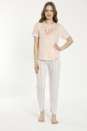 Estiva 22128 Kadın Baby Baskılı Kısa Kollu Viskon Pijama Takımı