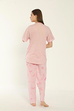 Estiva 22154 Kadın Viskon Kısa Kollu Büyük Beden Pijama Takımı