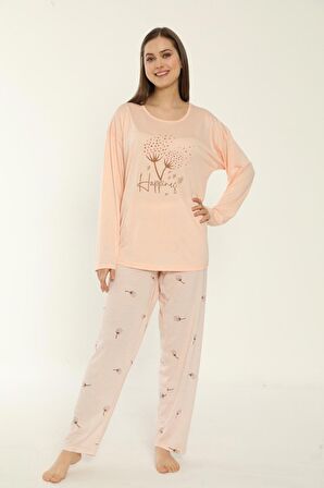 Estiva 22164 Kadın Viskon Uzun Kollu Büyük Beden Pijama Takımı