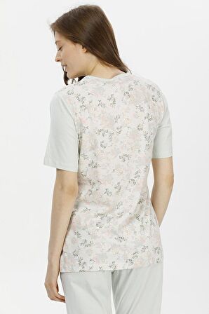Pijadore 1206 Kadın Kısa Kol Çiçek Desen Pijama Takımı