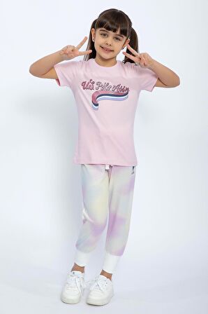 U.S. Polo Assn 1070 Garson Batik Desenli Kız Çocuk İkili Takım