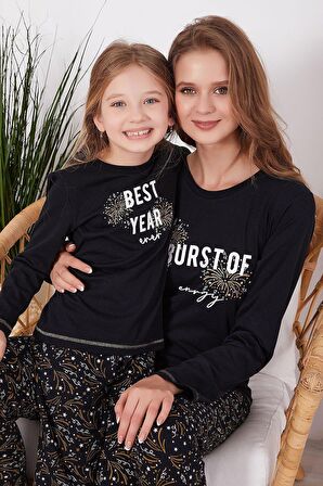 Arnetta 2152 Best Year Energy Siyah Kız Çocuk Uzun Kol Pijama Takım