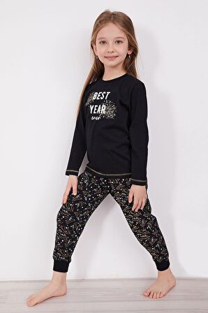 Arnetta 2152 Best Year Energy Siyah Kız Çocuk Uzun Kol Pijama Takım