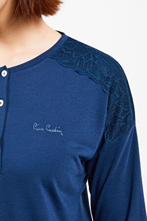 Pierre Cardin 8447 Mavisi Uzun Kol Pijama Takım