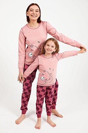 Roly Poly 2981 Bear Pembe Kız Çocuk Uzun Kol Pijama Takım