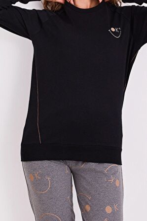 Arnetta 2180 Smile Siyah Kadın Uzun Kol Pijama Takım