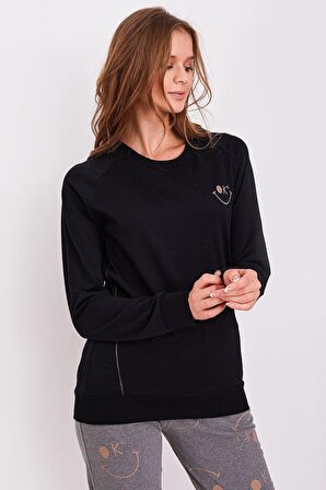 Arnetta 2180 Smile Siyah Kadın Uzun Kol Pijama Takım