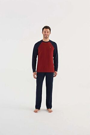 U.s Polo Assn 18633 Erkek Yuvarlak Yaka Uzun Kollu Pijama Takımı