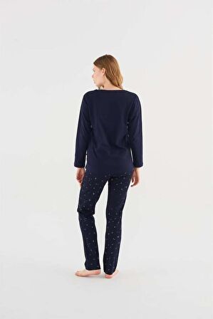 U.s Polo Assn 16838 Kadın Lacivert Yuvarlak Yaka Pijama Takım