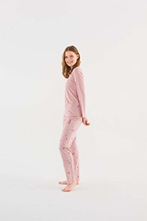 U.s Polo Assn 16829 Kadın Pembe Melanj Patlı Pijama Takım