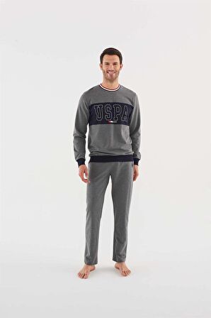 U.s Polo Assn 18616 Erkek Antrasit Melanj Pijama Takım