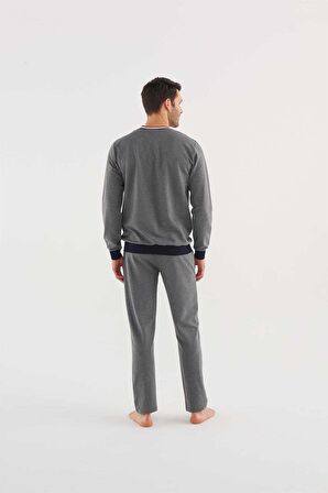 U.s Polo Assn 18616 Erkek Antrasit Melanj Pijama Takım