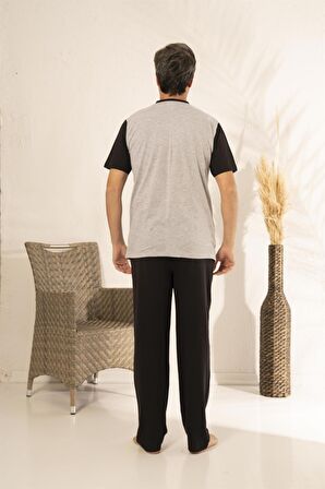 Estiva 23263 Erkek Kısa Kollu Yakası Düğmeli Yazlık Penye Pijama Takımı