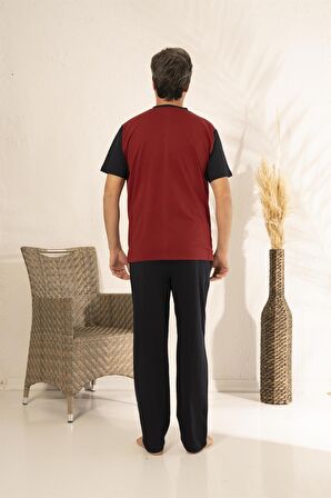 Estiva 23263 Erkek Kısa Kollu Yakası Düğmeli Yazlık Penye Pijama Takımı