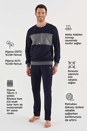 U.s Polo Assn 18616 Erkek Antrasit Melanj Pijama Takım