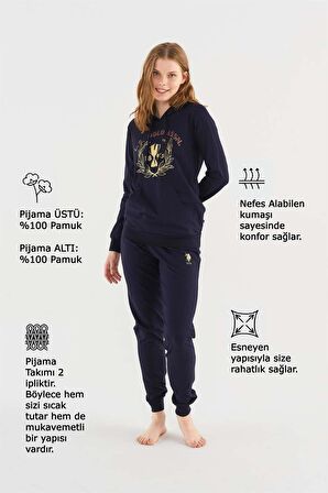 U.S. PoloAssn 16812 Kadın Uzun Kollu Pijama Takımı