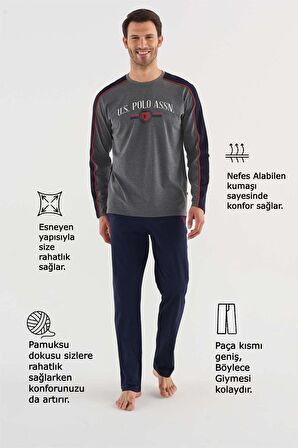 U.s Polo Assn 18620 Erkek Yuvarlak Yaka Pijama Takım