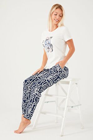 Arnetta 2403 Always Be Kind Krem Kadın Kısa Kol Pijama Takım