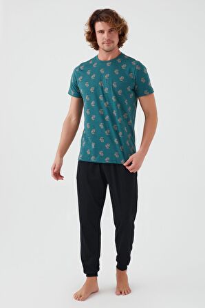 Arnetta 2504 Palm Tree Erkek Kısa Kol Pijama Takım