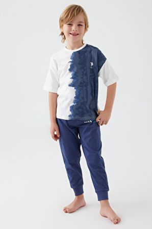 U.S. Polo Assn 1339 Garson İntense Creams Erkek Çocuk Kısa Kol Pijama Takım