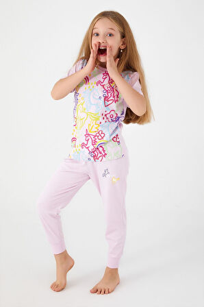 Roly poly 3057 Unicorn Magic Kız Çocuk Kısa Kol Pijama Takım