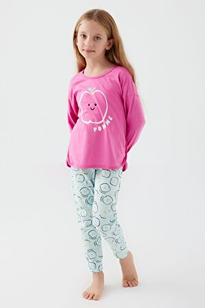 Roly Poly 3063 Garson Pomme Apple Kız Çocuk Uzun Kol Pijama Takım