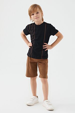 Arnetta 2509 Vertical Stripes Erkek Çocuk Bermuda Takım