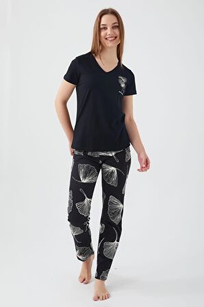 Pierre Cardin 8583 Kadın Wanderful Siyah Kısa Kol Pijama Takım