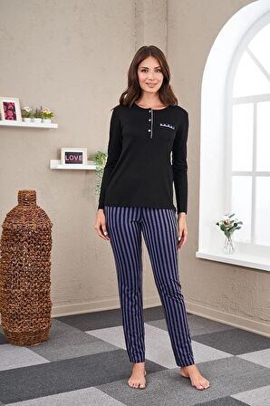 Pjs 23542 Kadın Patlı Çizgili Pijama Takım