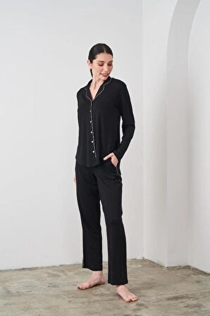 Pjs 24529 Kadın Düğmeli Pijama Takım