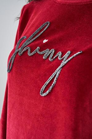 Pjs 24579 Kadın Sıfır Yaka Kadife Spor Takım