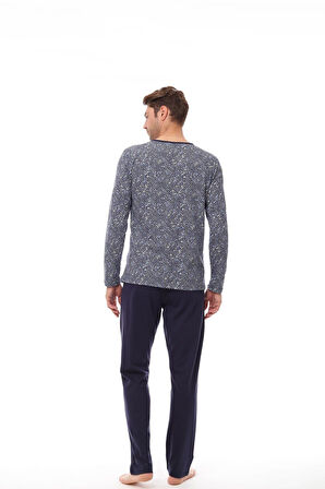 Pijadore 1535 Erkek Lacivert Uzun Kollu Pijama Takım