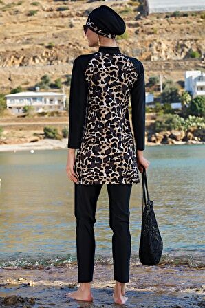 Ruko Maio 23126-1 Leopar Reglan Kol Tam Tesettür Mayo