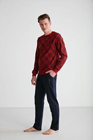 U.S Polo Assn 18713 Erkek Bordo Yuvarlak Yaka Pijama Takımı